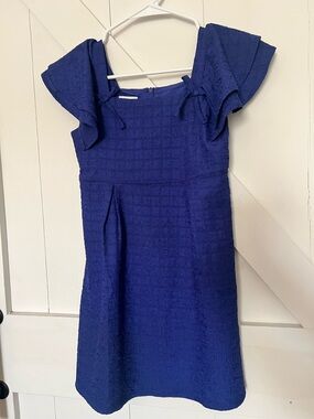 Zac Posen Cobalt Blue Textured Flutter-Sleeve Mini Dress